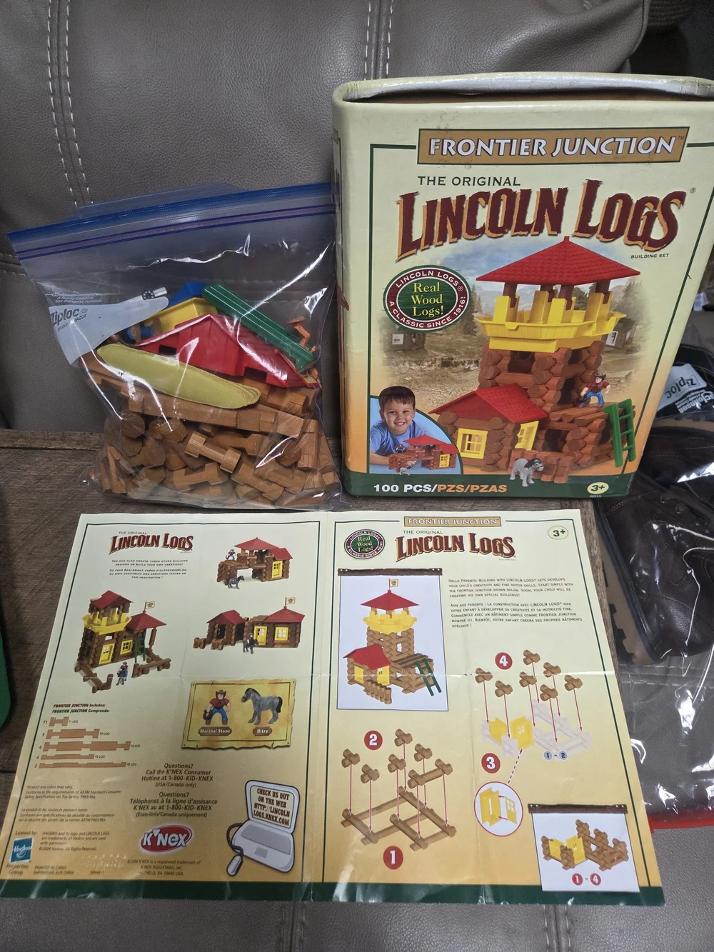 The Original Lincoln Logs Frontier Junction Building Set Canister - Bin 1M